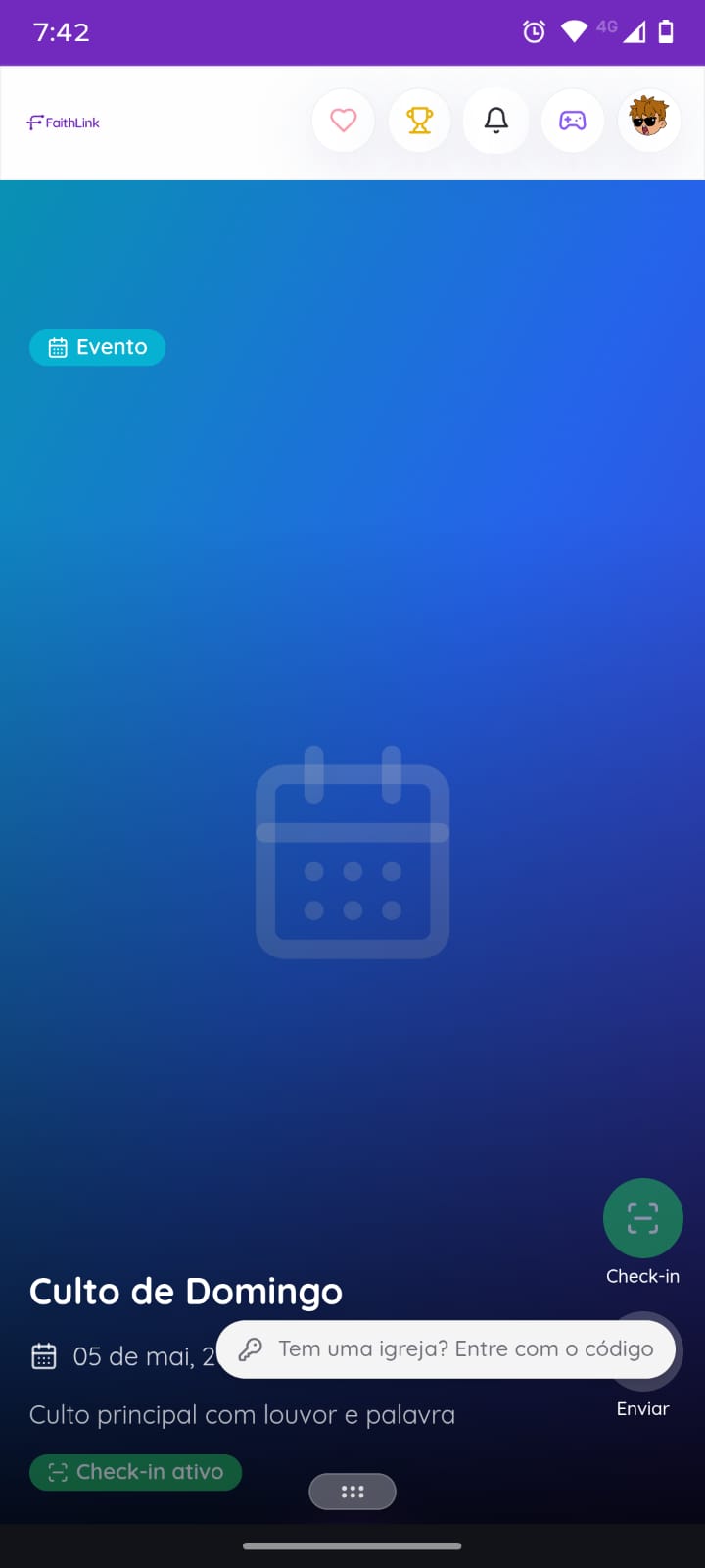 Evento com check-in
